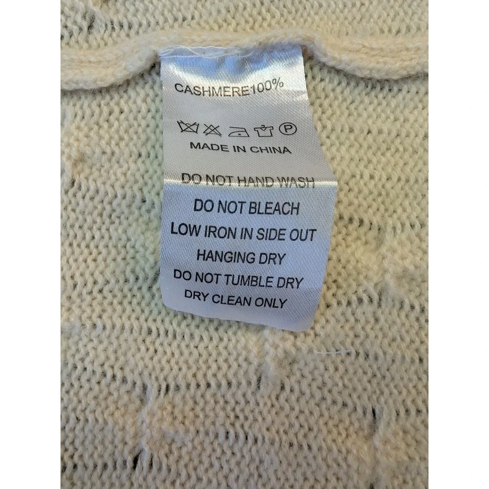Cortland Park S 100% Cashmere Long Cable Knit Cardigan Ivory